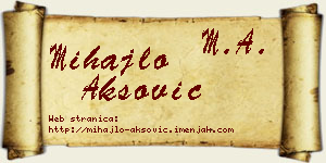 Mihajlo Aksović vizit kartica